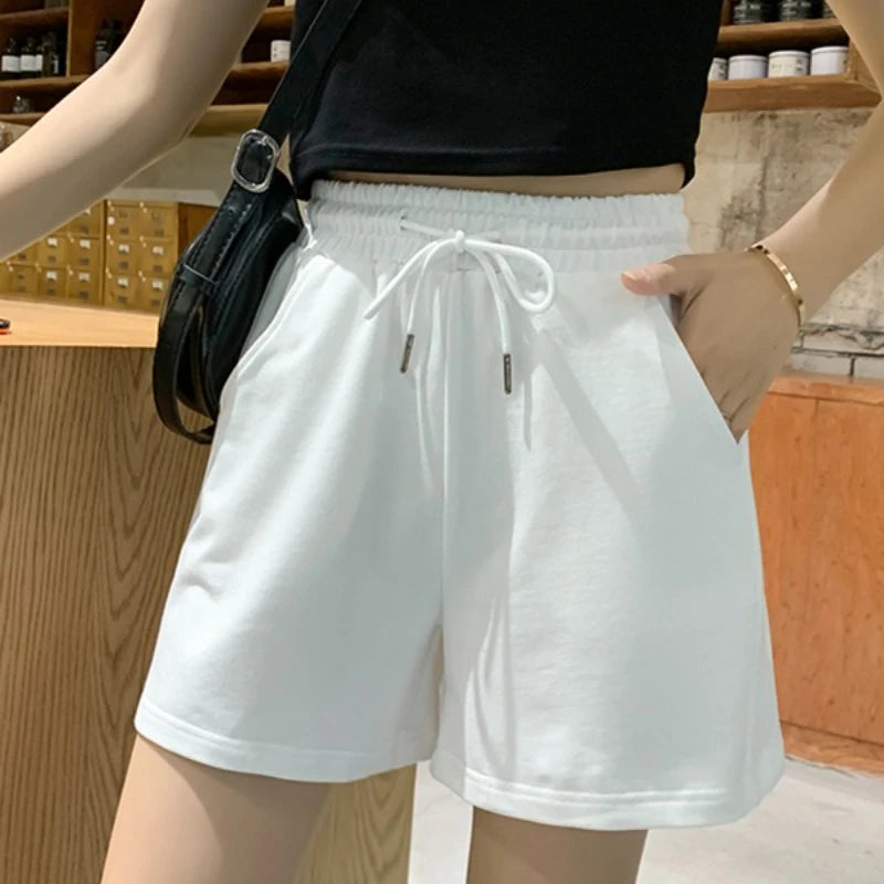 2026 Summer White Shorts Women's Summer Loose Outer Wear Trend Pure Cotton Casual Sports Hot Pants